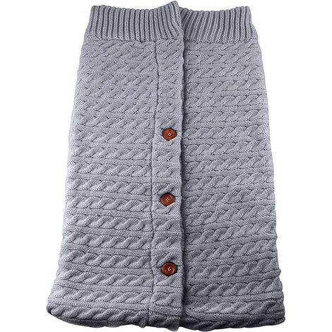 Baby Schlafsack für Kinderwagen Gestrickt Schlafsack Süße Samt Warme Tasche Pucksack Stricken Wickeln Abnehmbare Ärmel Strick Decke Schlafsack Swaddle für Babys Neugeboren (1/4)