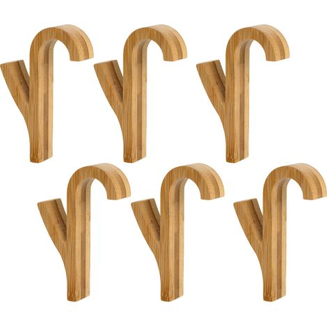 WENKO Haken für Handtuchheizkörper Bambus, 6er Set