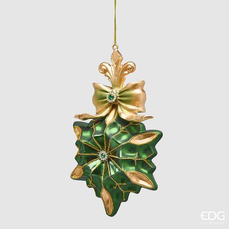 EDG Enzo De Gasperi Addobbo Stella Green Gold H17,5 Ø12 cm – Decorazione di Natale (1/2)