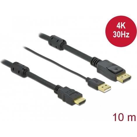Delock Cable HDMI a DisplayPort 4K 30 Hz 10 m para monitor DP
