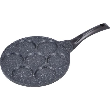 Poêle à crêpes 7 trous, mini-poêle à fond plat, antiadhésive, pour la cuisson des œufs et des hamburgers, compatible avec les plaques à induction. (1/5)