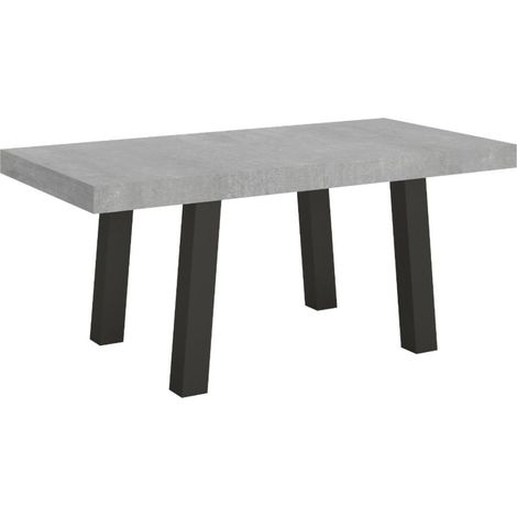 Table extensible 6 à 20 places L 160 à 420 cm gris béton et pieds métal anthracite Bidy (1/5)
