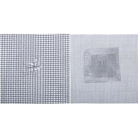 Patch Réparation Moustiquaire - 10 x 10 cm - Pour Fenêtre Porte Tente Piscine VR - 50 Pièces (1/4)