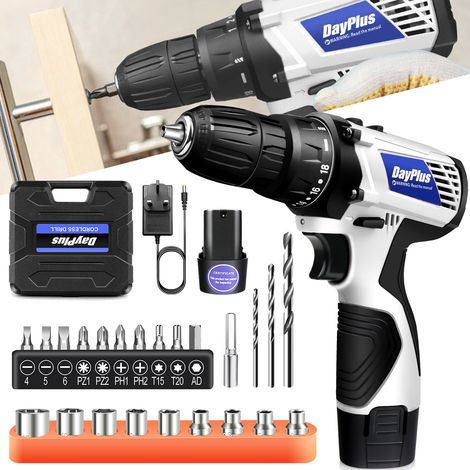 Cordless Drills 18V Driver Screwdriver DIY Kit Set Combi 2x Li-Ion Battery Driver (1/4)