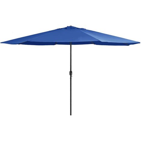 Parasol de jardin, mât en métal, 390 cm, bleu ciel (1/2)