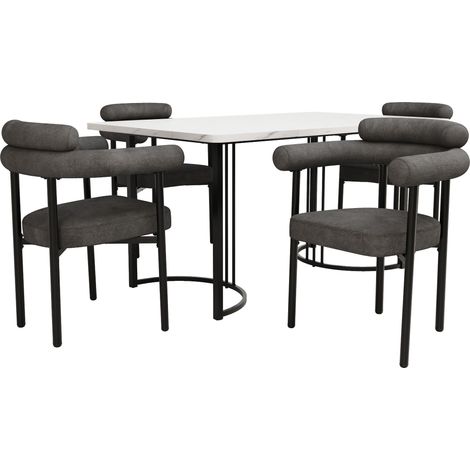 Deux chaises de salle à manger. Des chaises modernes et élégantes, fabriquées en cuir naturel de couleur gris foncé. Des sièges confortables, adaptés pour les salles à manger, (1/5)