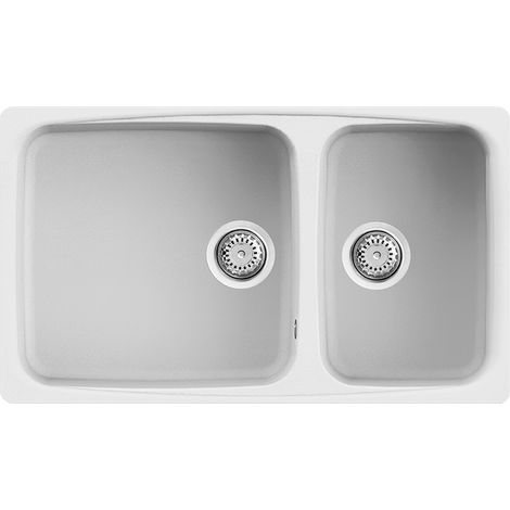 Lavello Elleci Incasso 2 vasche 86,4x50,3 Fox 450 Granitek Bianco LGF45068