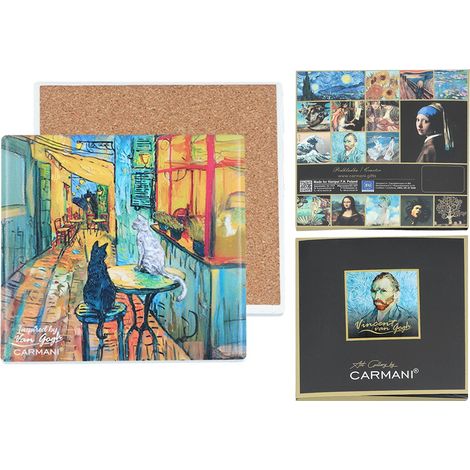 Posavasos de cerámica redondo de Carmani, inspirado en las pinturas de Van Gogh. (1/3)