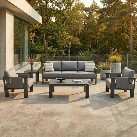 Salon de jardin 5 places complet en aluminium LIGO