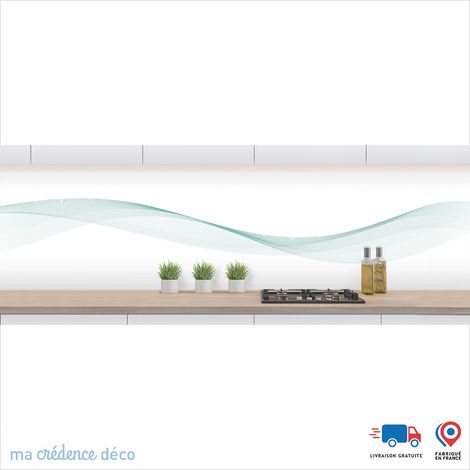 Crédence : Courbes 3 - Couleur Vert pastel - Alu composite - 60 - 120 (1/3)
