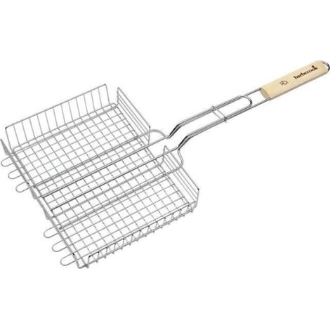 Grille double réglable - - 31,5x25x5 cm - Bois FSC et métal - Charbon