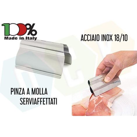 Pinza A Molla Servi Affettato Prendi Fette Prosciutto Salumi Acciaio Inox 18/10 Made In Italy