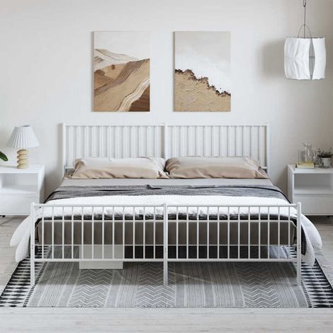 Estructura cama sin colchón con estribo metal blanco 193x203 cm vidaXL