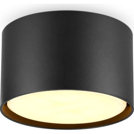 Spots de Plafond Noir Rond LED GX53 6W 230V Plafonnier Aluminium Blanc Chaud 3000K Ø84x50mm Spot Plafonnier pour Salon Salle de Bain Cuisine Chambre Couloir (1/5)