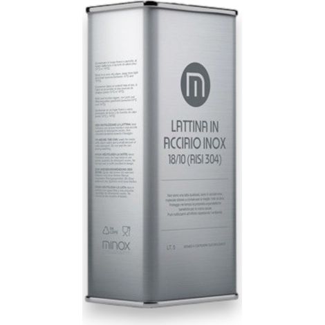 Lattina in acciaio inox 18/10 per olio 5 lt con maniglia e tappo a vite incluso
