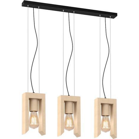Suspension Milagro Vincenzo 3xE27 bois noir 60cm loft