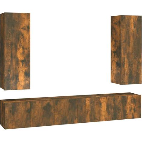 Maison Exclusive - Set di Mobili Porta TV 5 pz Rovere Fumo in Legno Multistrato (1/5)