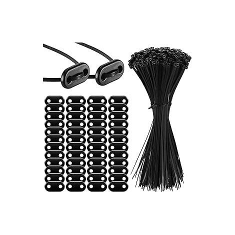 Sinmoe 100-teiliges Befestigungsset für Sichtschutzwände, inklusive Kabelbinder und Montageplatten, PVC-Montageset für Sichtschutzmatten und Gartenzäune (1/5)