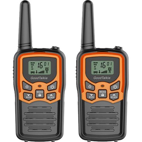 Talkie-walkie longue portée - Randonnée, camping, usage domestique - Pack de 2 (orange) - Communication fiable et portable pour toutes activités (1/5)