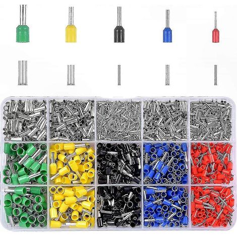 Kit de 1640 embouts de câblage isolés et non isolés, sertissage de fils 12-22 AWG, assortiment de connecteurs électriques, tailles 0,5/1/1,5/2,5/4 mm (1/5)