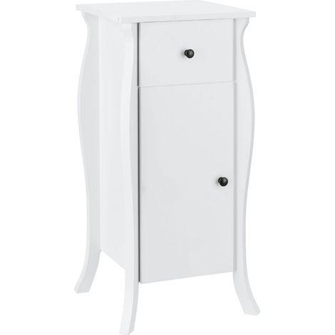 Meuble de salle de bain avec 1 porte 1 tiroir effet bois blanc (1/5)