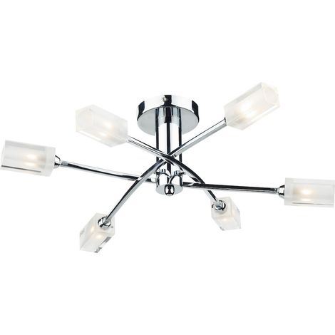 DAR MORGAN - Plafonnier semi-affleurant chrome poli, 6x G9 (1/4)
