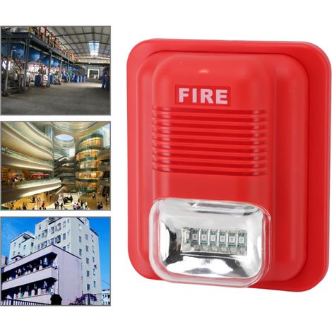 Alarme Incendie Sonore et Lumineuse Alarme Incendie LED DC12V/24V Super Loud avec Lampe Rouge et Accessoires de Montage pour Résidences et Commerces (1/5)