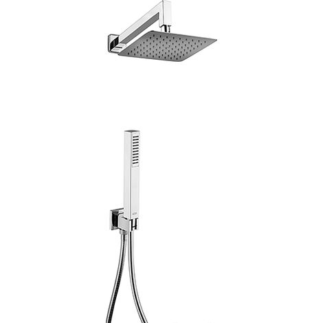 Kit doccia Jacuzzi quadro con soffione + braccio + doccetta e supporto con presa acqua art. 0TW00907JA00 cromato (1/2)