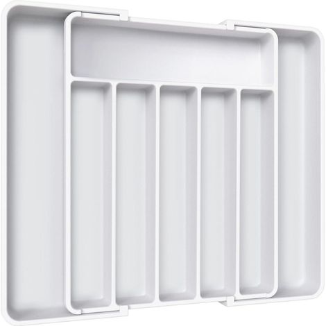 Besteckkasten Besteckeinsatz Schubladeneinsatz Organizer groß Weiß (1/3)