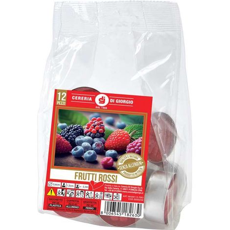 CERERIA DI GIORGIO Tealight profumato Frutti Rossi 12 pz rotondi 3.6 cm (1/3)