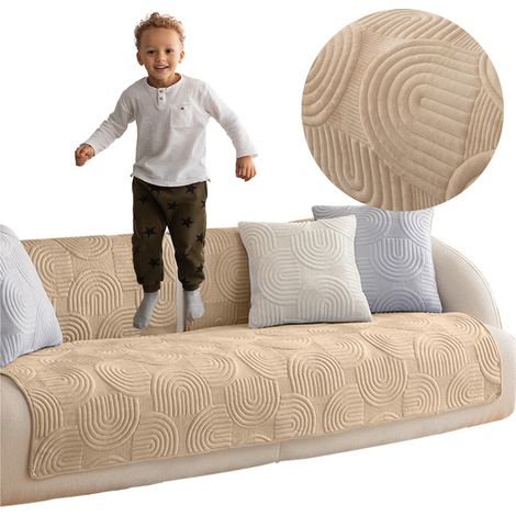 Tapis, couverture, housse pour canapé 90x240 cm, beige, motif en relief