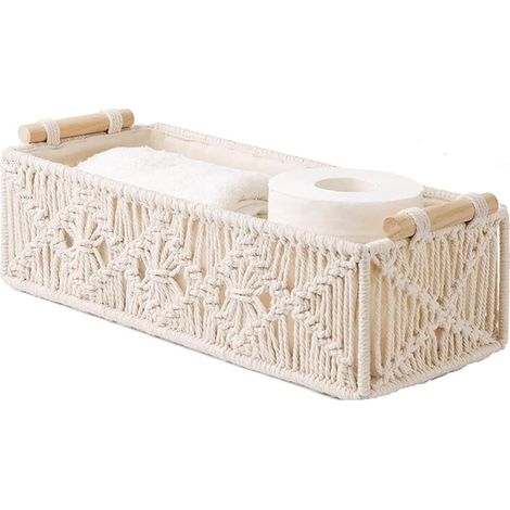 Organisateur Bohème avec Poignée 30x14x9cm - Panier Déco Multifonction Sans BPA (Papier Toilette/Jouets Bébé) (1/5)