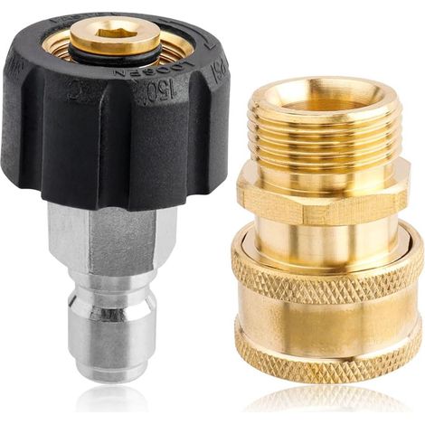 Adaptateur M22-14 pour Nettoyeur Haute Pression, Raccord Rapide 3/8", Connecteur Mâle et Femelle Compatible Tuyau et Pistolet de Nettoyage (1/5)