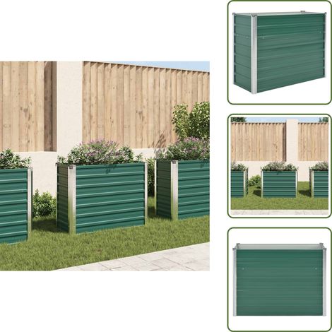 Garten-Hochbeet Verzinkter Stahl 100x40x77 cm Grün - Gartenhochbeet - Metallhochbeet - Stahlteich - Gartengeräte - Blumengarten (1/5)