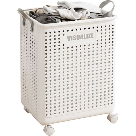 Panier à linge avec roulettes, panier à roulettes - Paniers à linge roulants pliables et ventilés Panier à linge multifonction, panier à linge de salle de bain à fermeture éclair lisse (1/5)