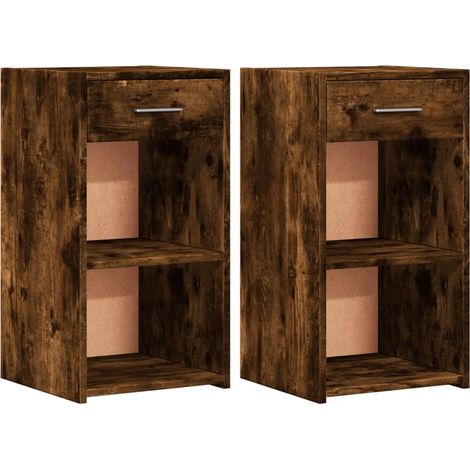 Set di 2 comodini con ripiani e cassetto 35 x 34 x 65 cm MDF marrone DEC035066