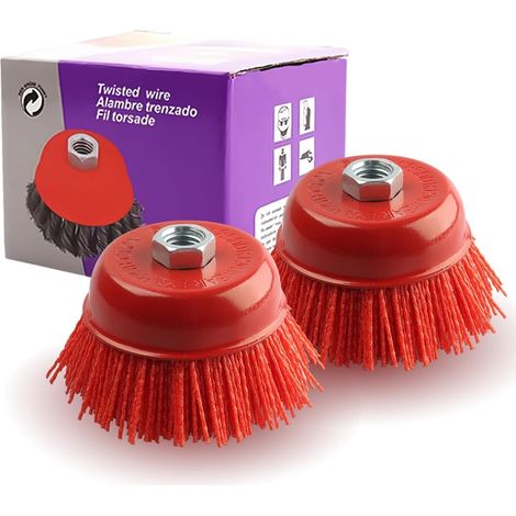 2 Pièce Brosse Nylon Meuleuse – Brosse Nylon Perceuse M14 Ø78mm – Brosse Metallique pour Perceuse pour Ébavurage, Décapage (1/5)