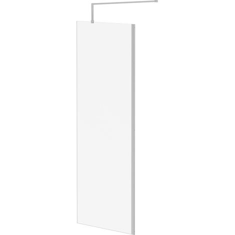 Pacco 8mm Clear Glass Polished Chrome 1850mm x 700mm Walk In Shower Screen including Wall Channel and Support Bar (1/5)