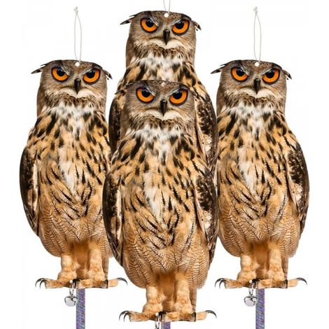 Lot de 4 Les faux hiboux éloignent les oiseaux Dispositif effrayant pour effraient les pigeons Pics Éloigner Verger Cour (1/5)