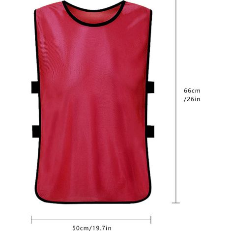 Lot de 12 maillots d'entraînement respirants pour adultes (football, basketball, etc.), rouges. (1/5)