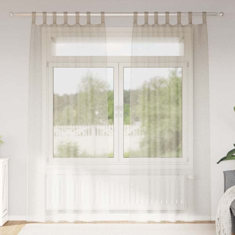 Voile-Vorhang mit Vorhängen 2 pcs Sand 245 x 140 cm Polyester