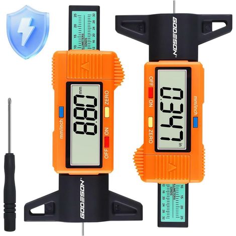 Digitaler Profiltiefenmesser 2er-Set 0-25,4mm mit LCD, mm/Zoll, für Auto, LKW, Motorrad (1/5)
