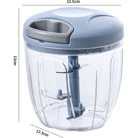 Set da 2 pezzi - Tritatutto per aglio - Macinaaglio - Tritatutto per cipolle - Affettatrice per verdure - Affettatrice manuale per verdure - Spremiaglio - Spremiaglio manuale - Blu - Grande e medio -  (1/5)