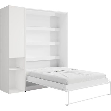 Letto a scomparsa verticale 140 x 200 cm 1 colonna contenitore Con LED Bianco - RAPILI