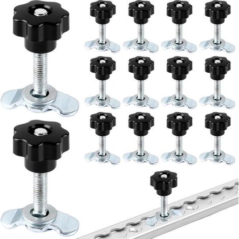 Lot de 14 raccords à vis pour rail d'arrimage Airline M8x20 Poignée terminale avec vis à tête en étoile pour sangles d'arrimage 500 daN (1/5)