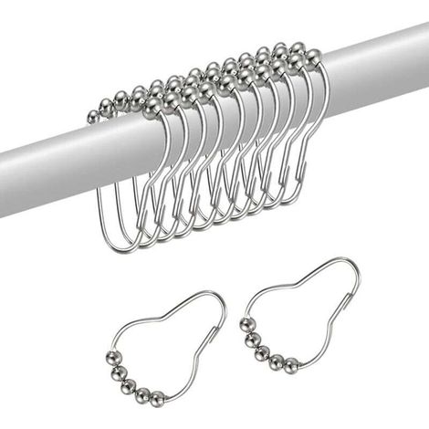 Shower Curtain Hooks, Set of 24 Stainless Steel Shower Curtain Rings for Bathroom (1/5)