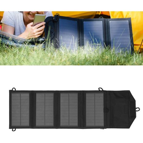 Chargeur solaire pliable portable 7 W, batterie externe, batterie externe pour téléphone portable, noir (1/5)