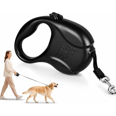 Guinzaglio per cani retrattile da 5 m, telescopico con sistema di bloccaggio, cinturino in nylon resistente per cani fino a 35 kg, ideale per passeggiate e allenamento (1/5)