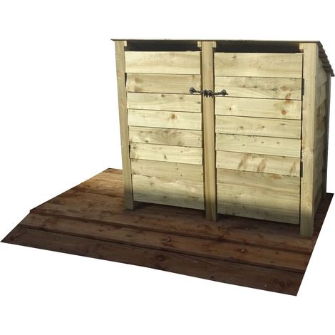 Wooden Log Store Reverse Roof, W146xH126cm (Light green, natural finish) With doors