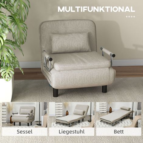 Klappstuhl-Bett, multifunktionaler 3-in-1-Klappstuhl mit verstellbarer Rückenlehne, für Schlafzimmer und Gästezimmer, Grau. (1/5)